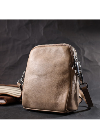Невелика вертикальна сумка для жінок на два відділення з натуральної шкіри 22400 Бежева Vintage (276457498)