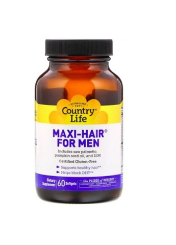 Maxi Hair for Men 60 Softgels Country Life (256721465)