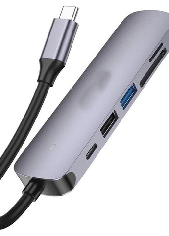 Док-станція Хаб USB перехідник HB28 HDTV із входом Type-C та картридером сірий (34380-01) XPRO (259752668)