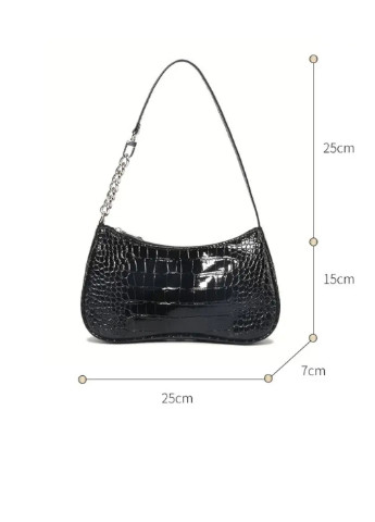 Жіноча сумочка багет рептилія 047 чорна No Brand (256989668)