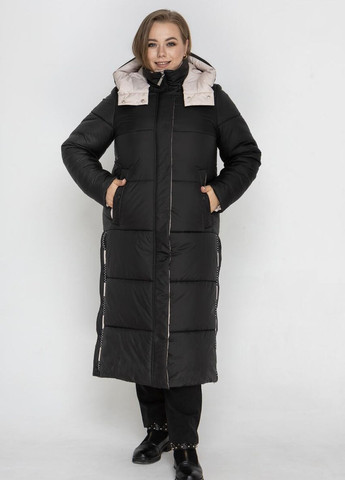 Чорне Зимове довге жіноче пальто великий розмір DIMODA