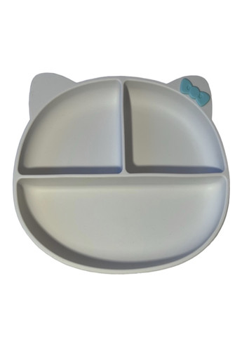 Дитячий Силіконовий Набір посуду Для годування Hello Kitty (Блакитний Бант) 6 Предметів Home (266905514)