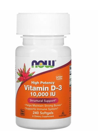 Vitamin D-3 10000 IU 240 Softgels Now Foods (257252318)