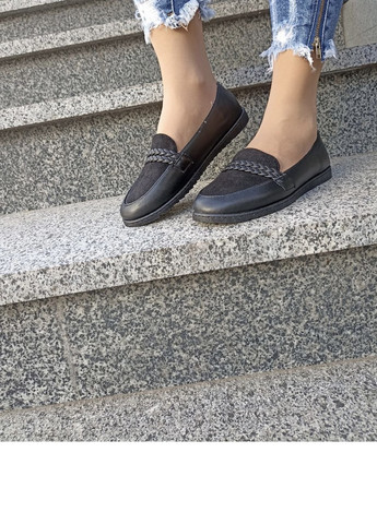 Черные удобные женские мокасины No Brand