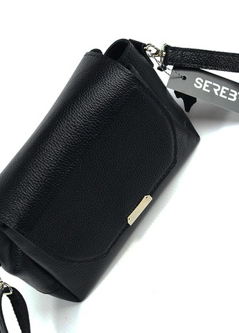 Шкіряна жіноча міні сумочка клатч на три відділення, маленька чорна сумка з натуральної шкіри Serebro (266623590)