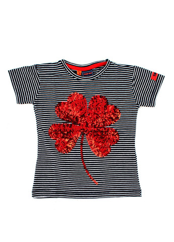 Червона футболка на дівчинку смугаста tom-du з паєтками TOM DU