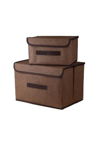 Набор органайзеров ящик бокс короб для хранения вещей одежды белья игрушек с крышкой на липучке (474609-Prob) Коричневый Unbranded (259109595)