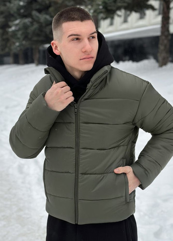 Черная зимняя куртка bubble gum хаки Pobedov