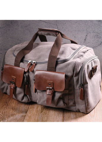 Містка дорожня сумка з якісного текстилю 21238 Сіра Vintage (258267821)