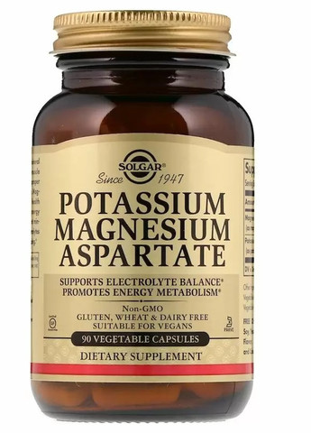 Potassium Magnesium Aspartate 90 Veg Caps Solgar (258499033)
