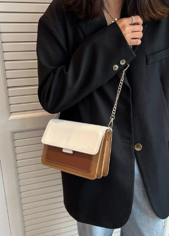 Женская классическая сумочка через плечо кросс-боди коричневая No Brand (257007438)