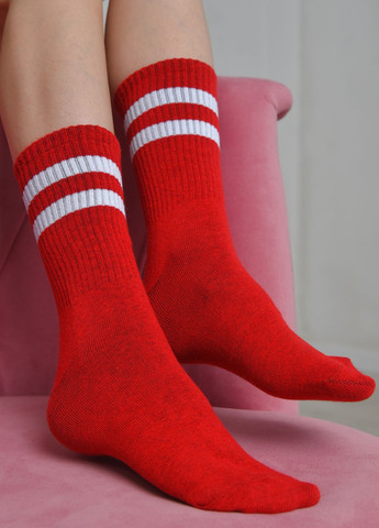 Шкарпетки жіночі високі червоного кольору розмір 36-40 Let's Shop (273176797)