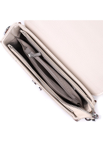 Полукруглая сумка для женщин с интересным магнитом-защелкой из натуральной кожи 22439 Белая Vintage (276457583)