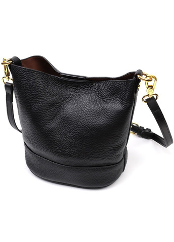 Кожаная женская сумка с автономной косметичкой внутри 22363 Черная Vintage (276457611)