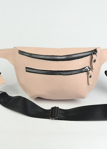 Пудровая кожаная нагрудная сумка бананка через плечо, маленькая поясная сумочка из натуральной кожи Serebro (266914623)