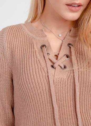 Бежевый джемпер женский с открытыми плечами Bellise