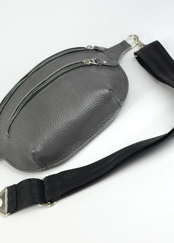 Сіра графітова нагрудна шкіряна сумочка бананка через плече, маленька поясна сумка зі шкіри Serebro (266701162)
