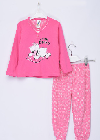 Рожева всесезон піжама дитяча рожевого кольору з малюнком Let's Shop