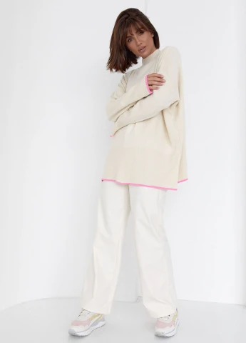 Жіноча кофта oversize з кишенею на грудях - кремовий Lurex (262810138)