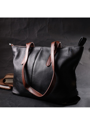 Вместительная сумка для женщин из натуральной кожи 22281 Черная Vintage (276457606)