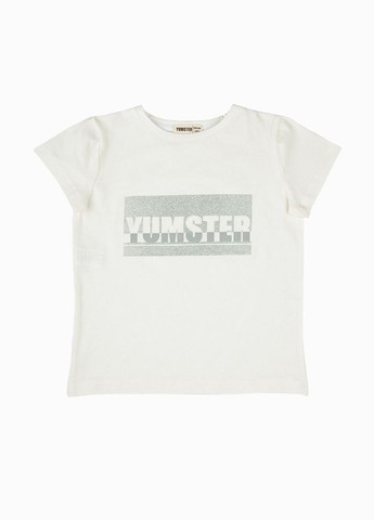 Молочная летняя футболка молочного цвета с принтом Yumster