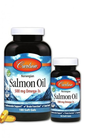 Norwegian Salmon Oil 500 mg 180+50 Soft Gels Carlson Labs (256719587)