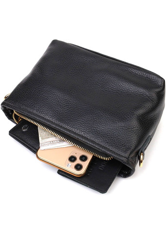 Небольшая сумка на плечо из натуральной кожи 22080 Черная Vintage (260359811)