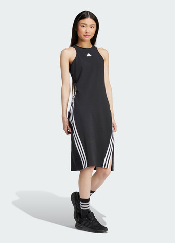 Черное спортивное платье future icons 3-stripes adidas с логотипом