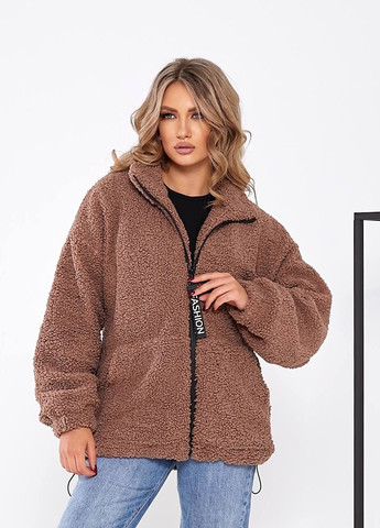 Коричневая женская куртка барашек цвет коричневый р.44/50 444644 New Trend