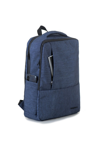 Однотонный синий вместительный средний рюкзак с большим количеством карманов водонепроницаемый прочный No Brand (258591345)