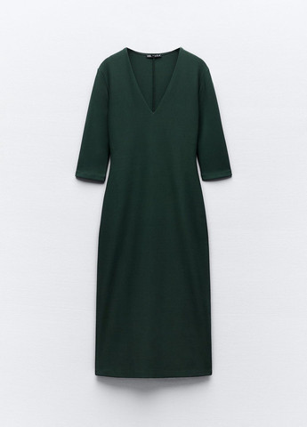 Темно-зеленое повседневный платье Zara однотонное