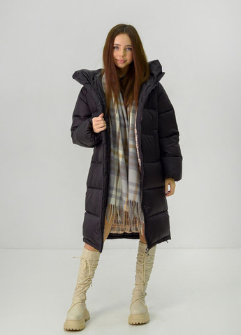 Черное зимнее Зимнее пальто для девочки черное 127029 No Brand