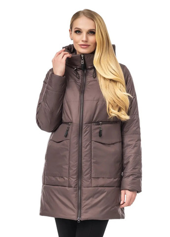 Темно-коричневая демисезонная стильная куртка DIMODA Жіноча куртка від українського виробника