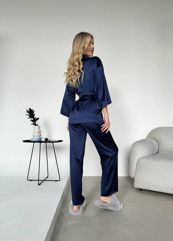 Темно-синяя всесезон пижама кофта + брюки Garna