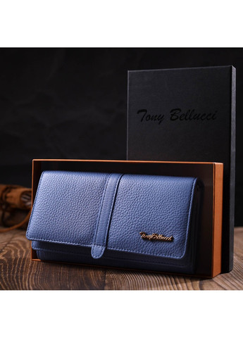 Красивий жіночий гаманець з великою кількістю відділень із натуральної шкіри 21962 Блакитний Tony Bellucci (267507127)