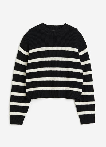 Черно-белый демисезонный свитер в рубчик H&M