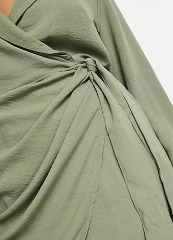 Оливковое (хаки) повседневный платье стильное на запах хаки на запах Asos однотонное