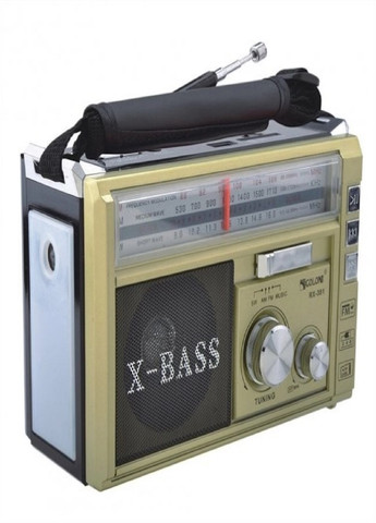 Портативный аккумуляторный радиоприёмник FM, USB, MicroSD RX-381 Золотой Golon (258706022)