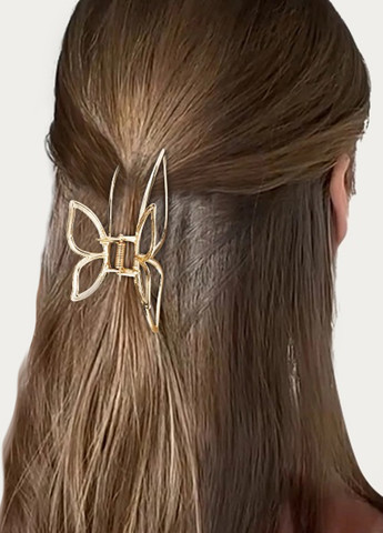 Заколка краб для волос "Бабочка", золотистая, 10, см Анна Ясеницька (264835912)