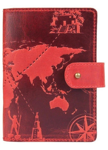 Обкладинка для паспорта зі шкіри «7 wonders of the world» PB-03S / 1 Shabby Alga Темно-зелений Hi Art (268371616)