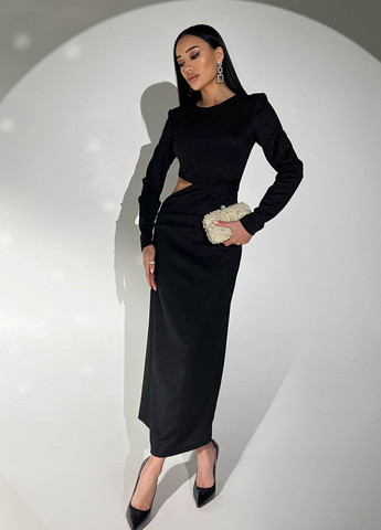 Чорна вечірня вечірня сукня з довгим поясом футляр Jadone Fashion
