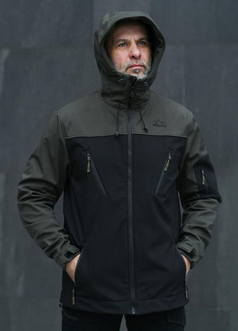 Оливкова (хакі) демісезонна тепла повсякденна куртка з soft shell Vakko