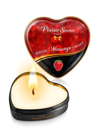 Масажна свічка серце Strawberry (35 мл) Plaisirs Secrets (257203962)