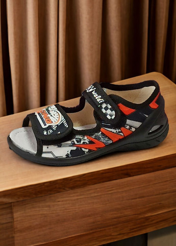 Тапочки відкриті для хлопчика ортопедичні Валді Адам Racing чорні 23-15,1см,24-15,5см Waldi (275996676)