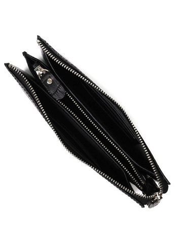 Клатч чоловічий на два відділення з натуральної шкіри з тисненням під крокодила 22044 Чорний Bond (262157994)