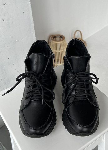 Чорні осінні комфортні та стильні демісезонні кросівки з натуральної шкіри InFashion Кросівки