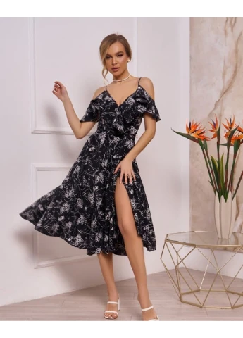 Черное повседневный платья 13251 черный ISSA PLUS