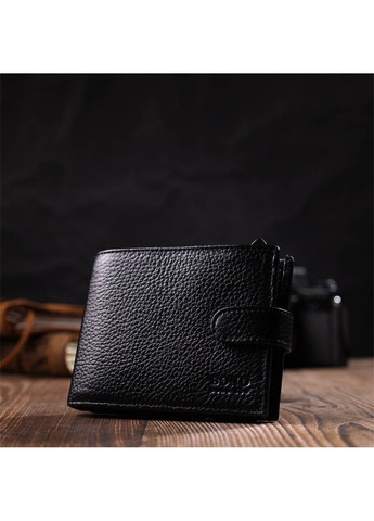 Горизонтальне портмоне для чоловіків з натуральної зернистої шкіри 22059 Чорний Bond (262157957)
