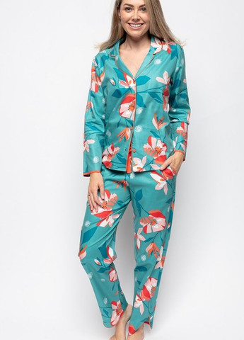 Зеленая всесезон женская пижама 9570-9571 кофта + брюки Cyberjammies Coco