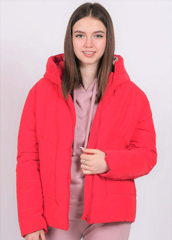 Червона куртка короткая женская 122 плащевка велюр красная Актуаль